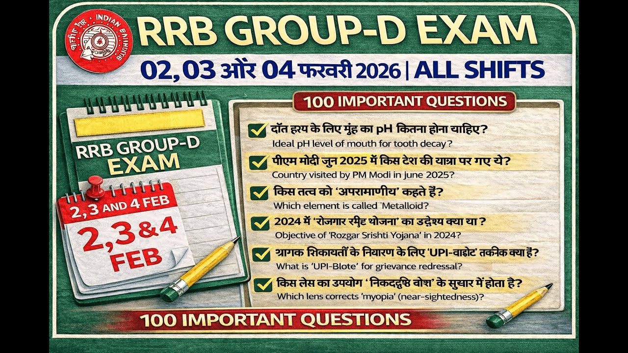 RRB GROUP D 2 ,3&4 FEB 2026 Question Paper | RRB GROUP D 2026 All Shift GK Question |GROUP D Exam