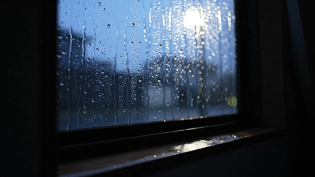 Rain Through a Dark Window – 8Hours | No Music, Natural Sounds