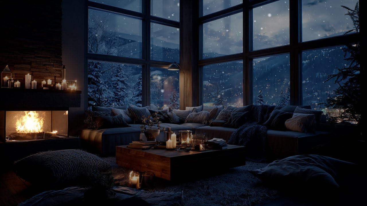 Soft Firelight & Snowfall ❄️ Calming Winter Ambience for Sleep, Focus and Inner Peace