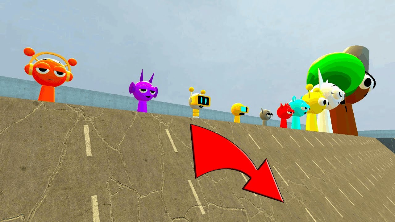 KICKING ALL SPRUNKI SUCH AS OREN, MR TREE, WENDA AND OTHERS DOWN GIGANTIC SLIDE IN GMOD !