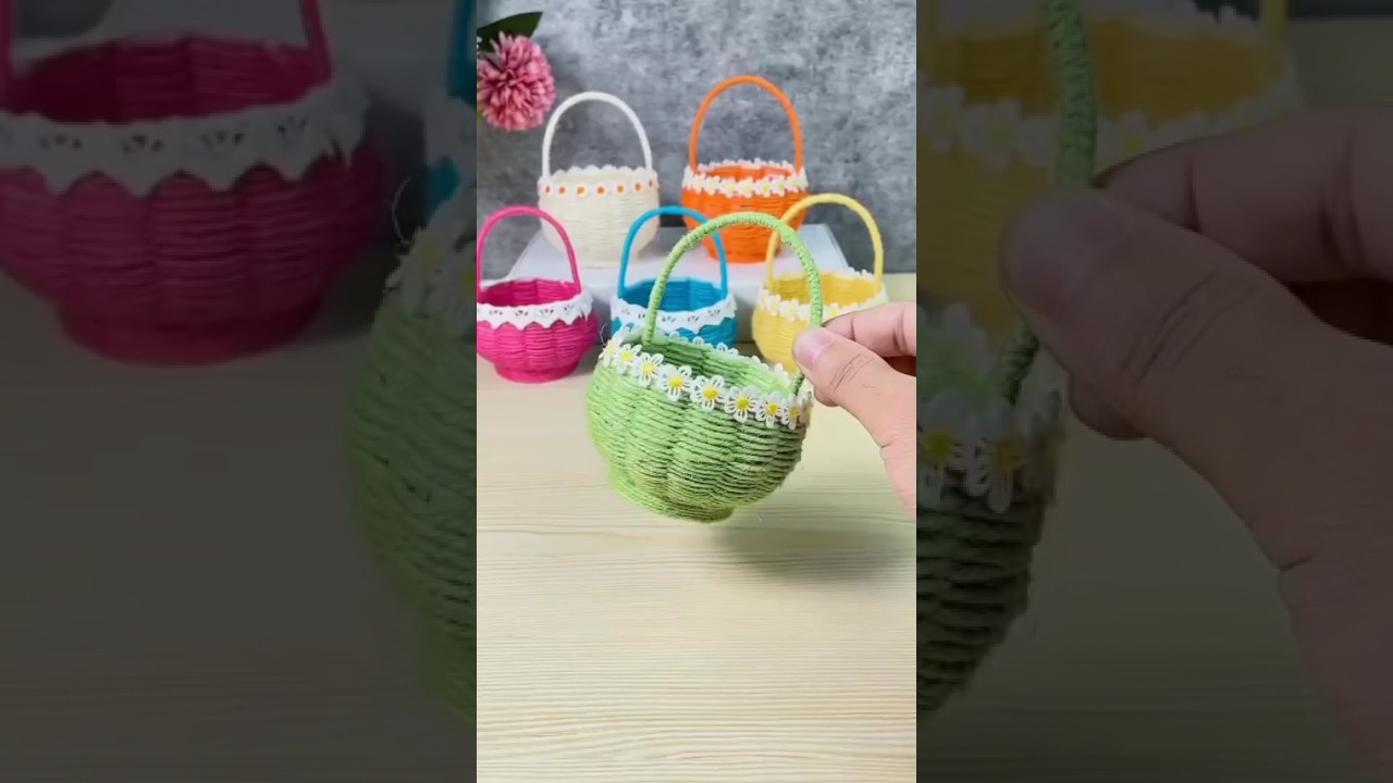 Cute Bucket 🪣|  basket making with disposable glass #viral