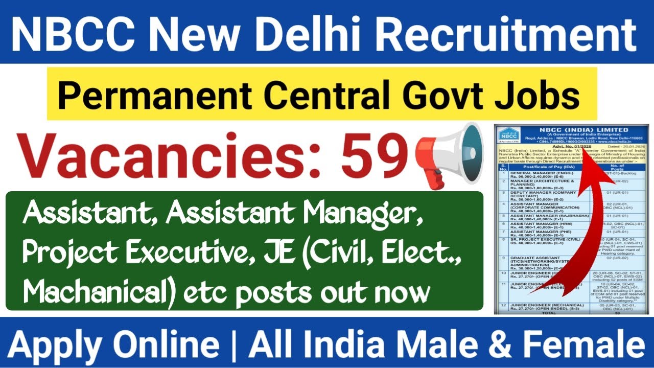 🛑NBCC NEW DELHI RECRUITMENT 2026 OUT 🔥 PERMANENT CENTRAL GOVT JOBS| ALL INDIA CANDIDATE ELIGIBLE