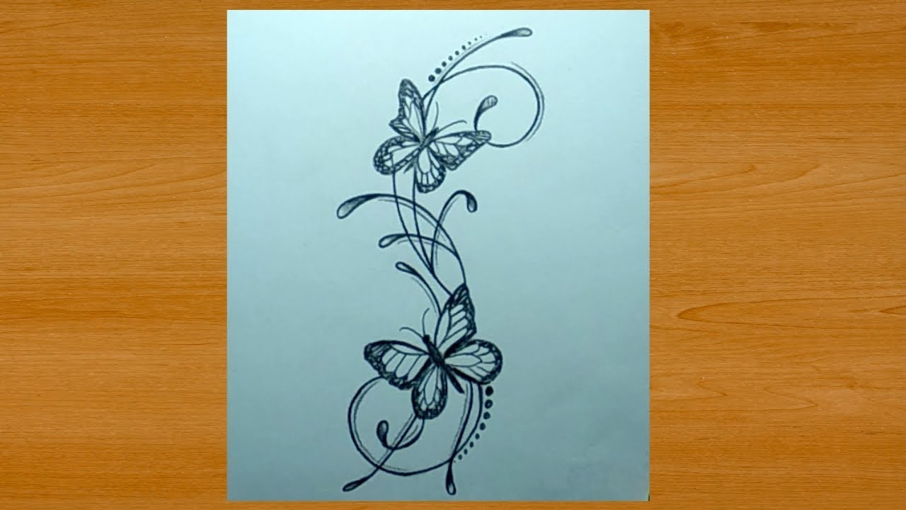 Easy Pencil Drawing Of Beautiful Butterflies