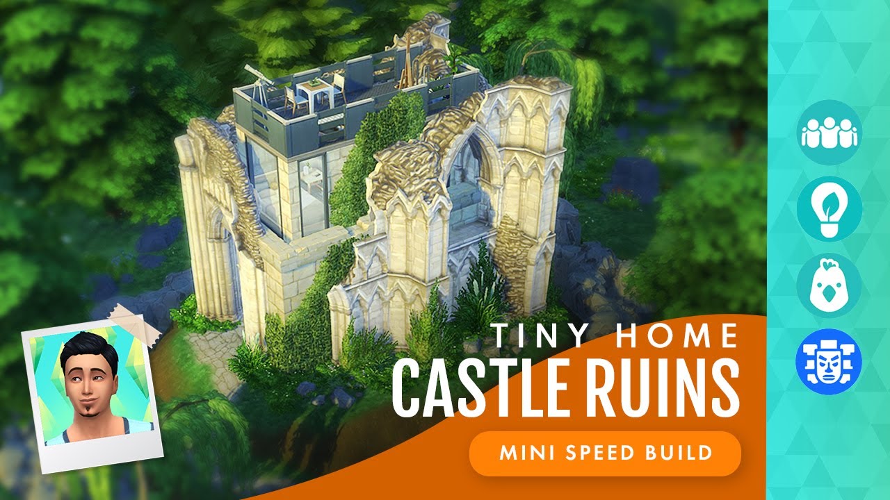 CASTLE RUINS Modern Tiny Home! Sims 4 Speed Build (No CC or Mods)