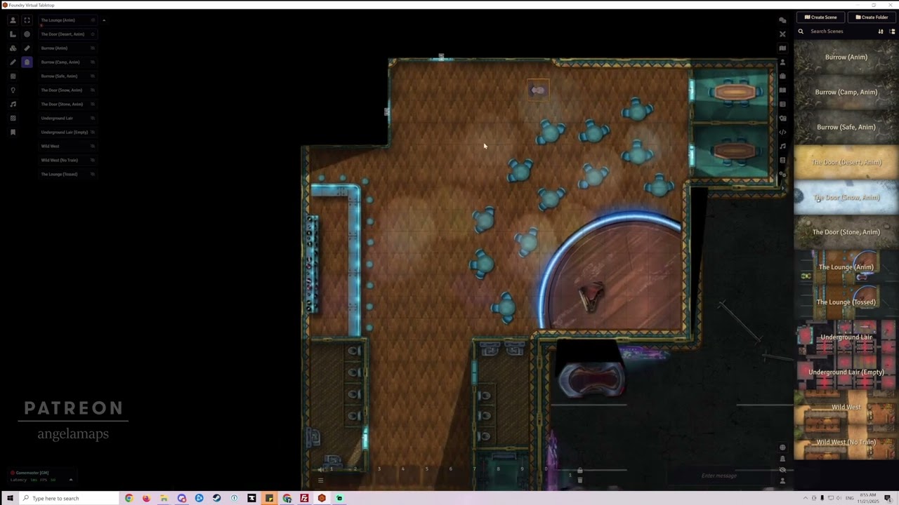 The Lounge battle map pack setup in Foundry VTT