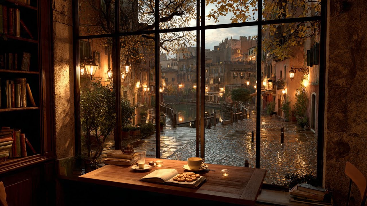 Autumn Rain Jazz 🍂 Cozy Café Vibes