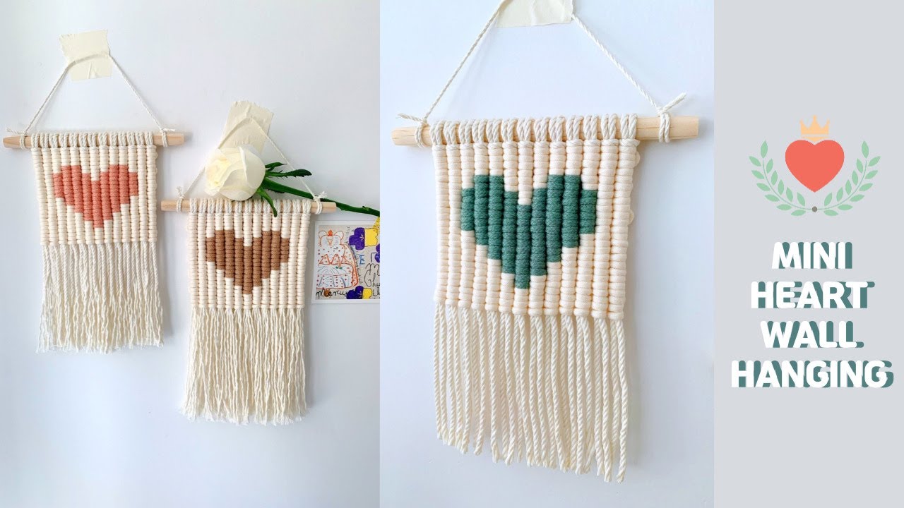 [MACRAME DIY] (sub) MACRAME MINI HEART WALL HANGING : 마크라메 미니 하트 월행잉