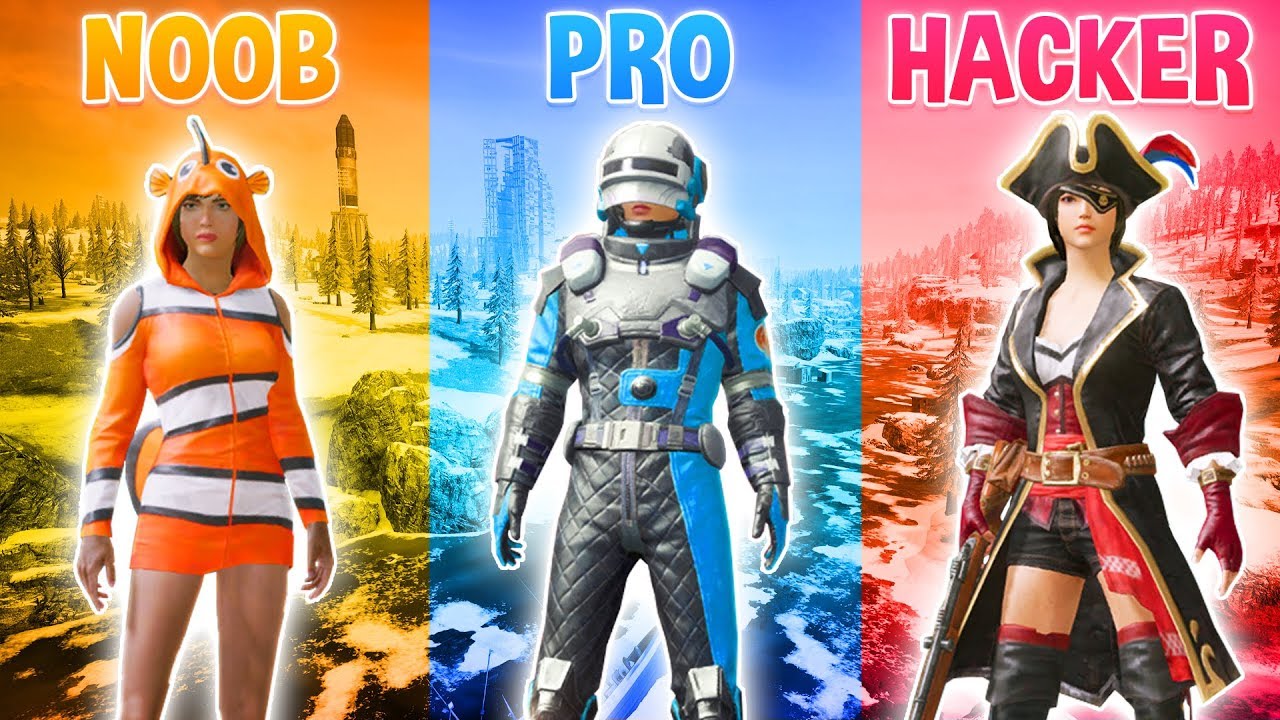NOOB vs PRO vs HACKER in PUBG MOBILE