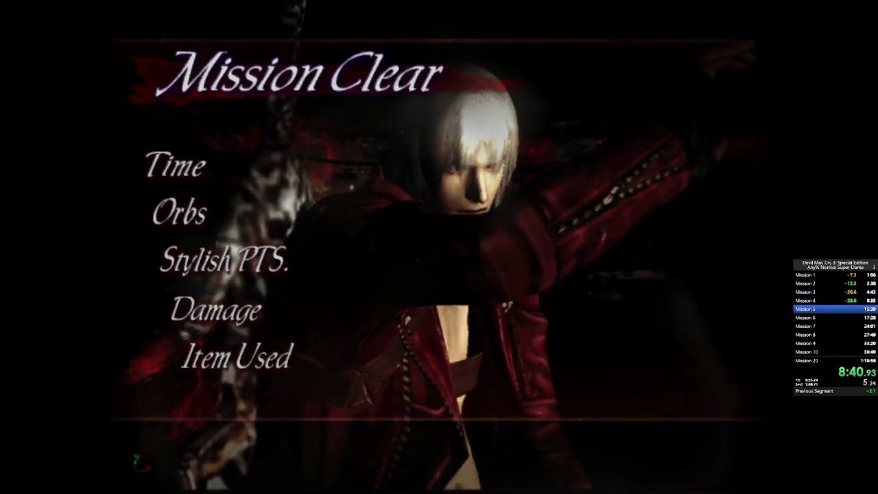 Devil May Cry 3 Any% Normal Super Dante NG+ 1:09:11