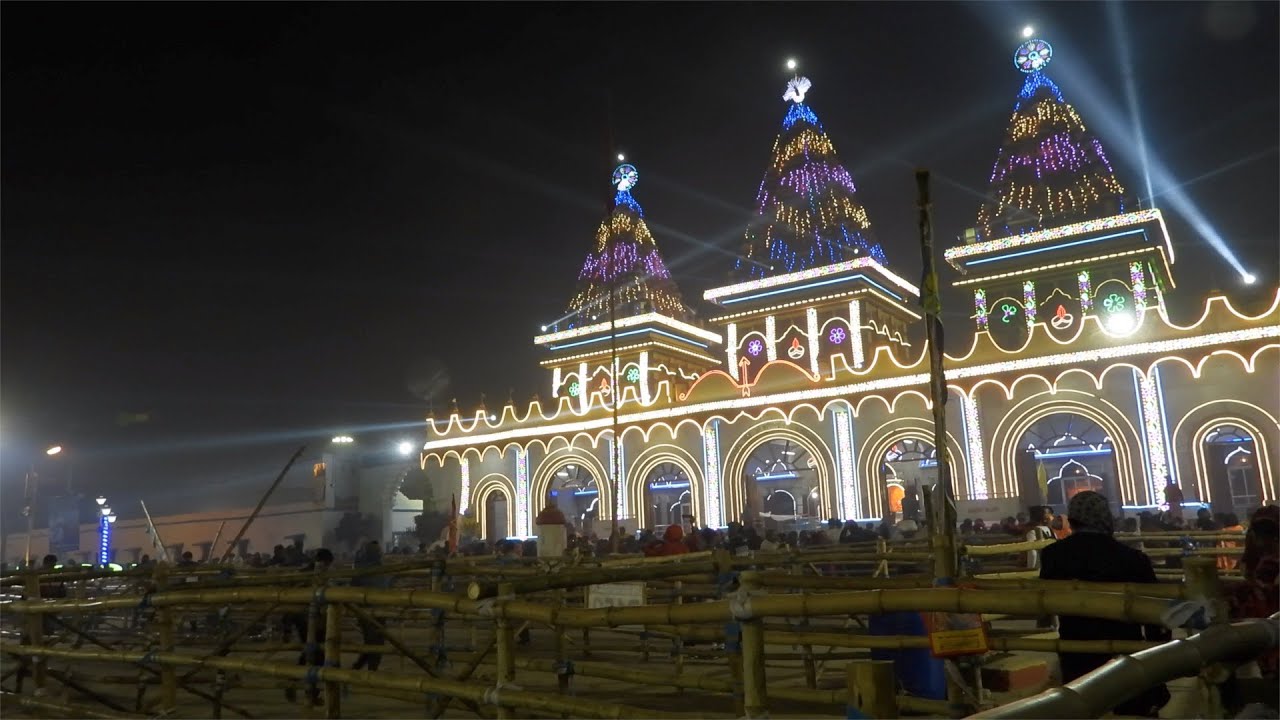 Colorful night lights at Kapil Muni Temple | Gangasagar pilgrimage