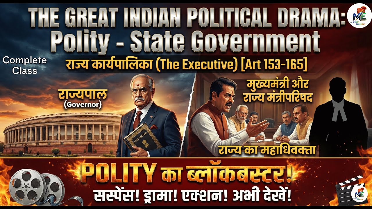 🎬राज्य कार्यपालिका (State Executive) Art 153-165 | UPSC, BPSC, SSC & RPSC | Laxmikanth Simplified