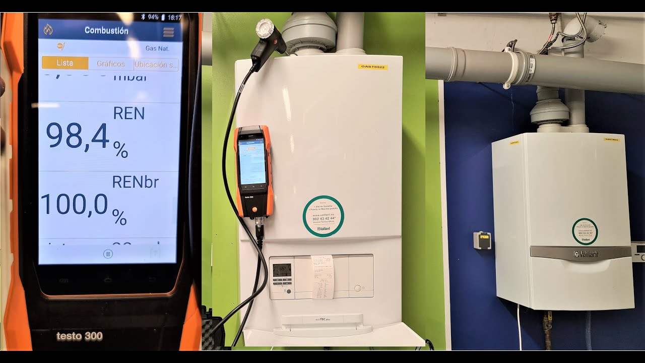 💥👉Testo 300. Análisis de la combustión de una caldera de condensación Vaillant mixta.