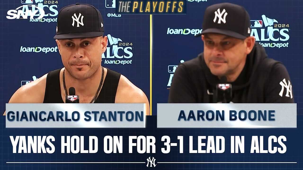 Giancarlo Stanton and Aaron Boone comment on Stanton's big HR as Yankees take 3-1 lead in ALCS | SNY