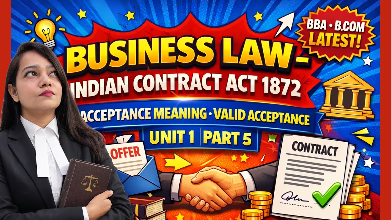 Acceptance in Business Law | Essentials & Rules of Valid Acceptance | BBA BCom Unit 1 Part 5