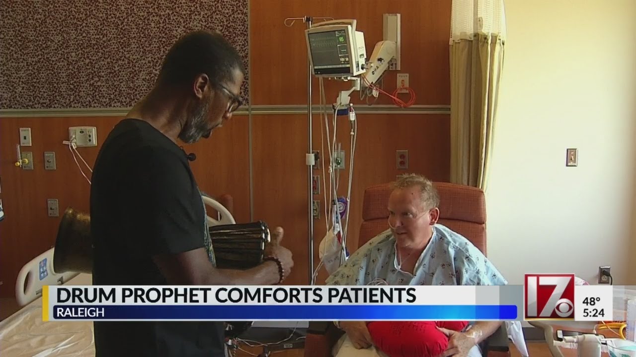 Rex Hospital worker uses drum to help comfort patients