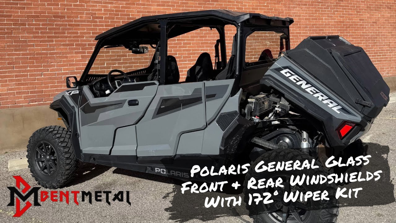 Bent Metal Off-Road Glass Front & Rear Windshields with 172° Wiper Kit For Polaris General