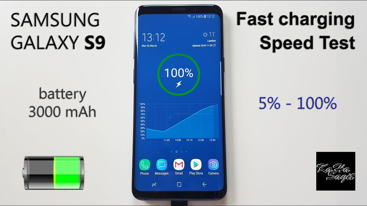 Samsung GALAXY S9 - Battery Fast Charging Speed Test (5% - 100%)