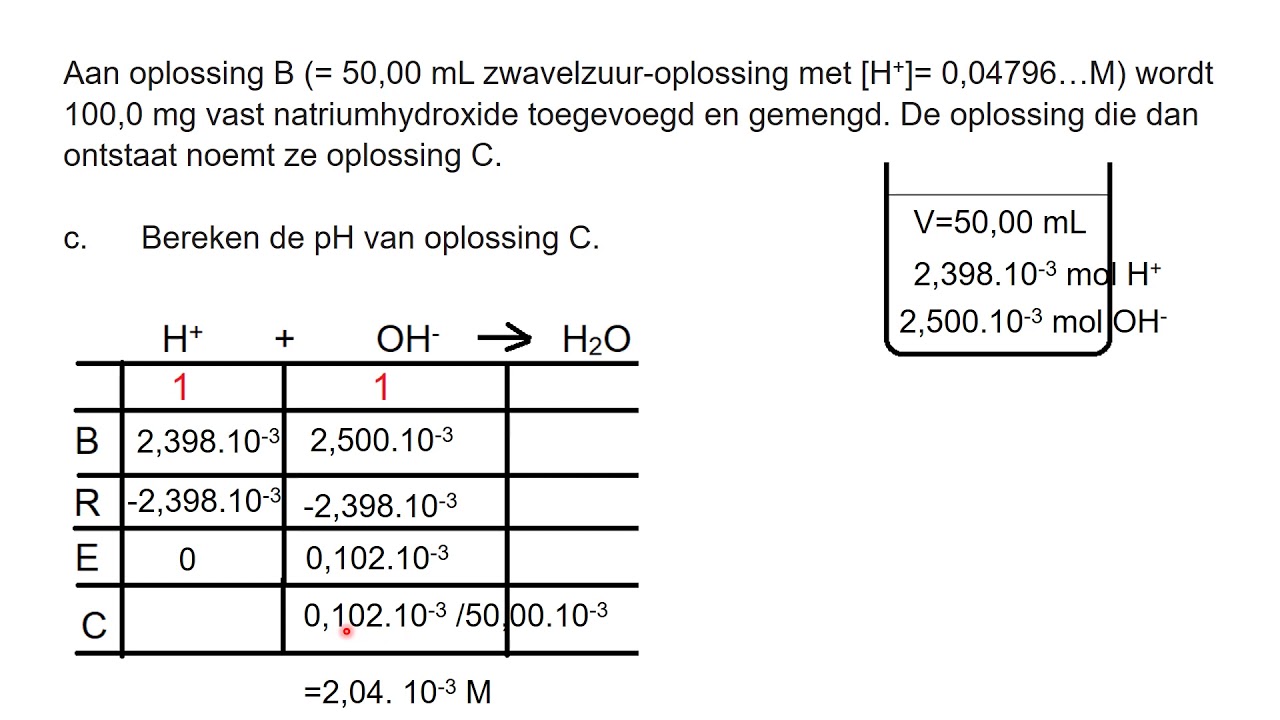 Oefenen met 2 (lastige) pH berekeningen na verdunning van zure/basische oplossingen. 5H en 5vwo