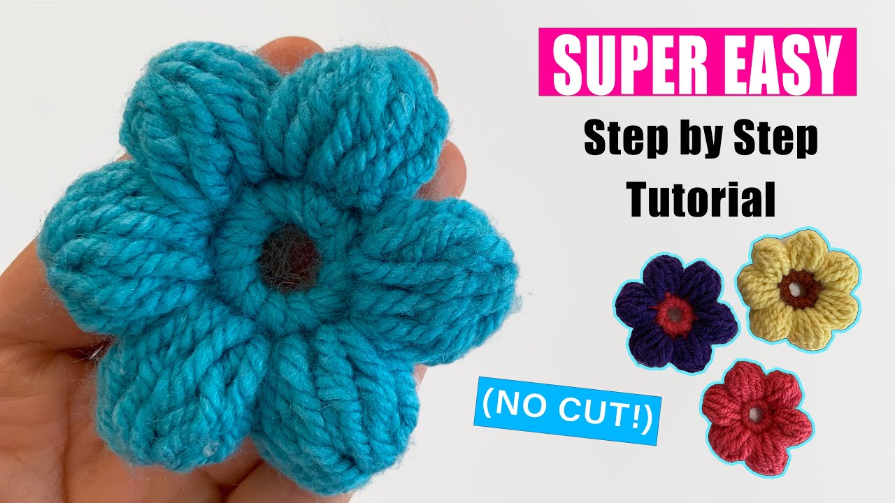 EASY Crochet FLower FULL Tutorial ( NO CUT!) | Bobble Stitch Flower Crochet