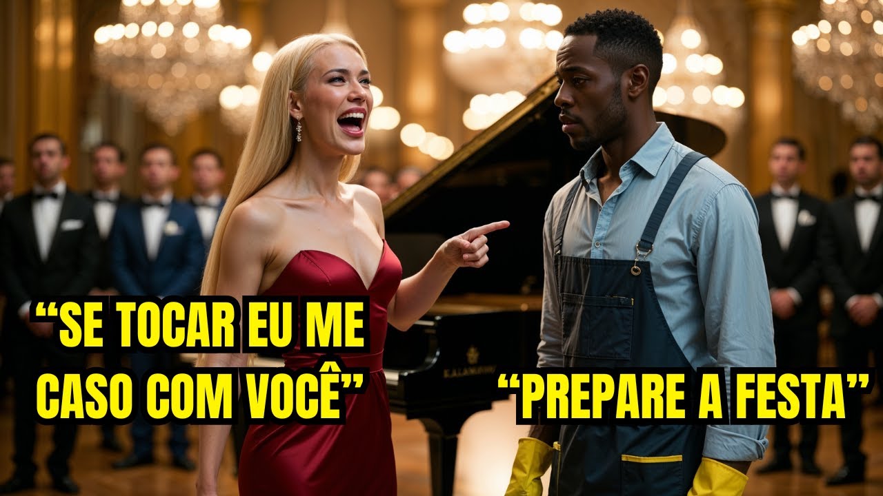 “SE TOCAR ESSE PIANO, EU CASO COM VOCÊ!” — RIU A BILIONÁRIA… MAS O FAXINEIRO TOCOU COMO UM MESTRE!