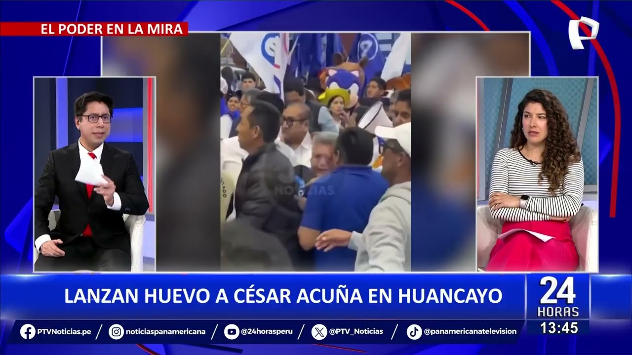 C&eacute;sar Acu&ntilde;a recibe un huevazo durante actividad en Huancayo