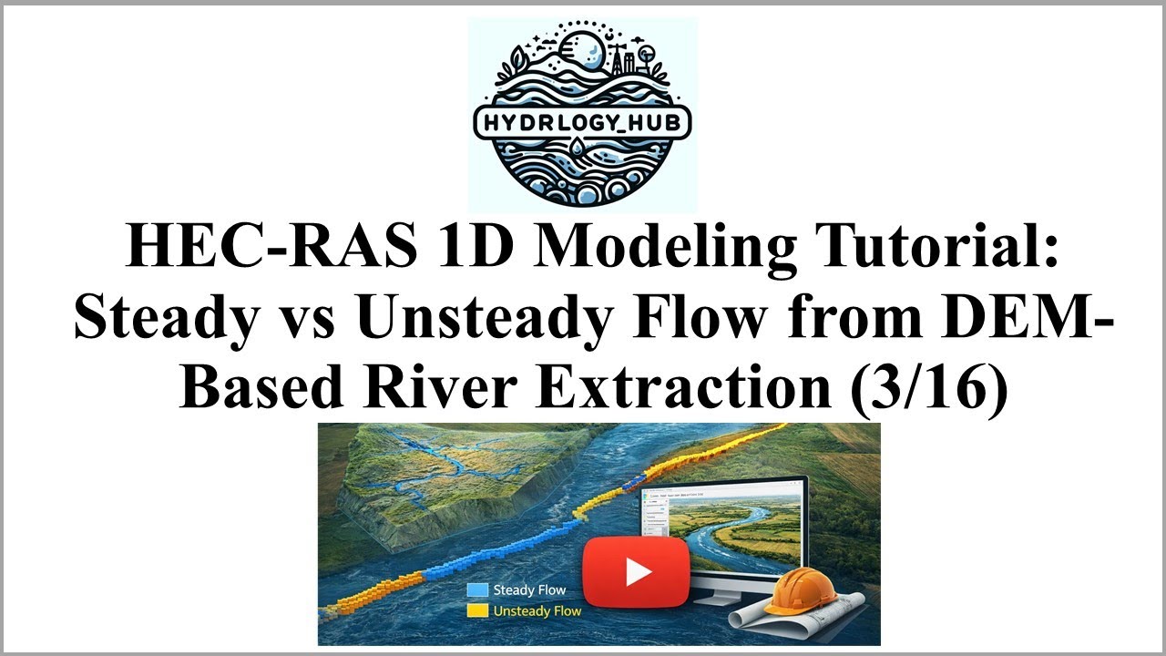 HEC-RAS 1D Modeling Tutorial: Steady vs Unsteady Flow from DEM-Based River Extraction (3/16)