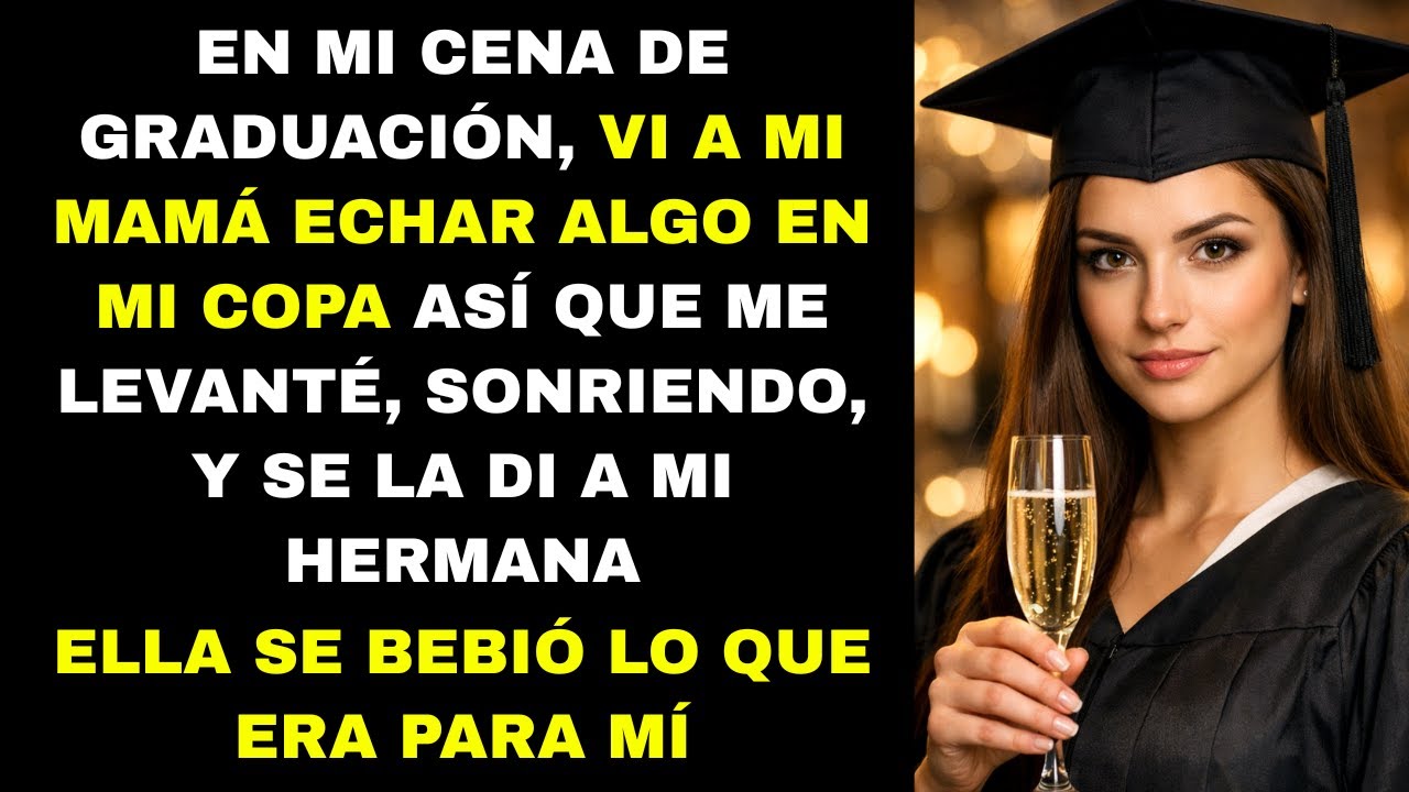 En mi cena de graduación, vi a mi mamá echar algo en mi bebida, así que me levanté sonriendo y...