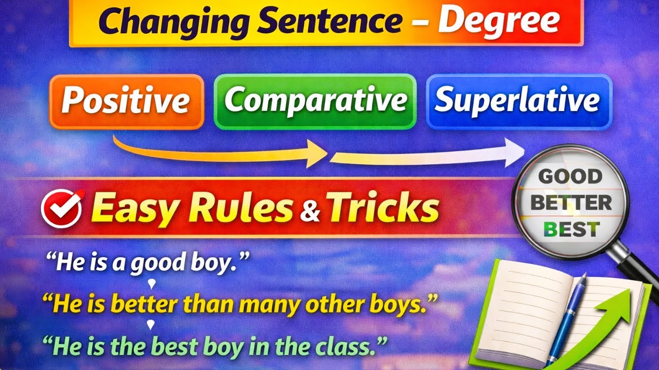 Changing Sentence – Degree | Positive, Comparative & Superlative Degree | Easy Rules & Tricks