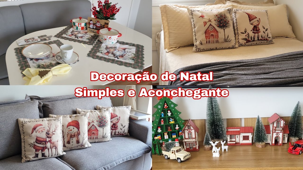 Decorei e amei !! Ficou lindo ! Natal 2025!Vila Natalina, capas de almofada ,  cama e mesa posta ! 