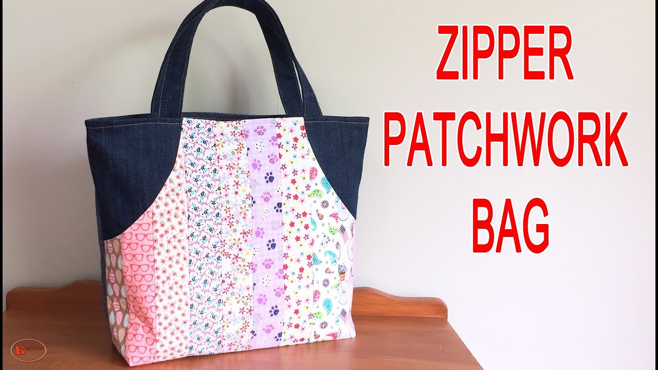 PATCHWORK BAG TUTORIAL | FABRIC SCRAPS SEWING PROJECTS | TOTE BAG SEWING TUTORIAL | DIY BAG SEWING
