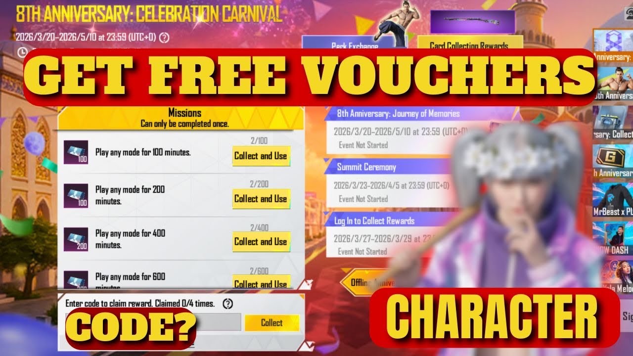 8TH ANNIVERSARY CELEBRATION CARNIVAL EVENT PUBG MOBILE | GET FREE GENERAL CHARACTER VOUCHER PUBG