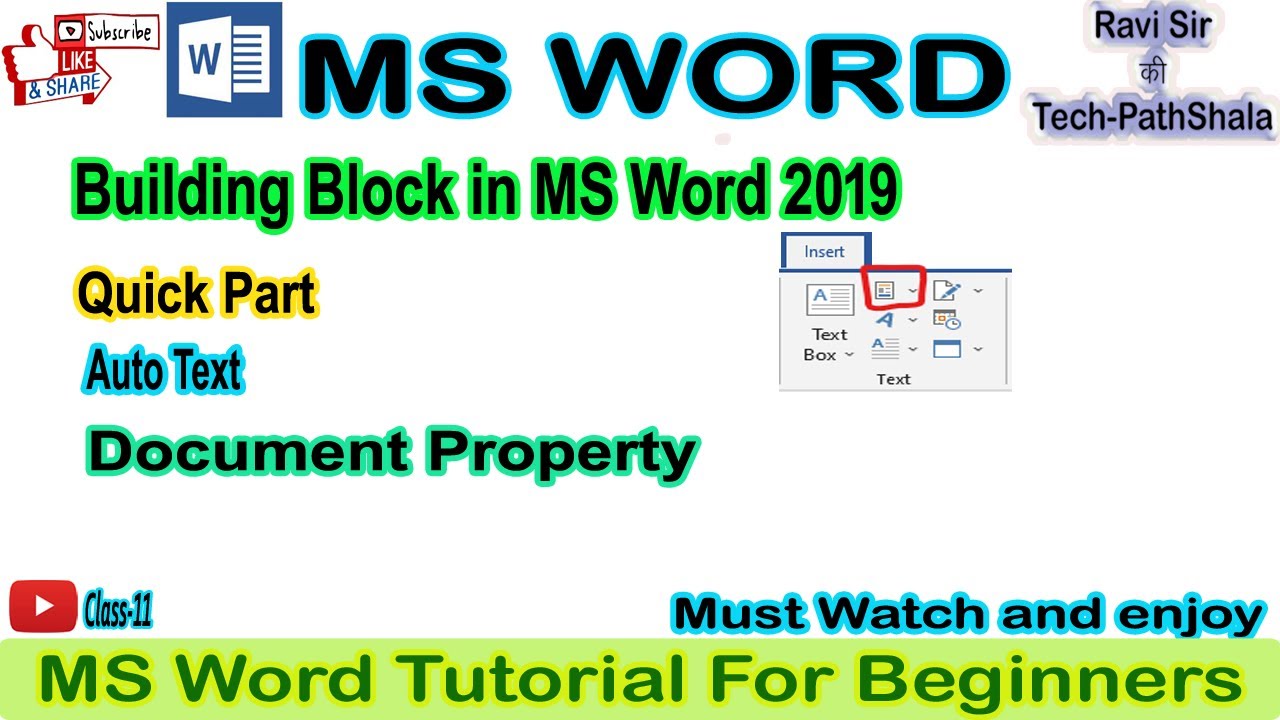 Creating Building block (Quick Part, Auto Text)  in Word 2019  #mswordforbeginners #mswordinhindi