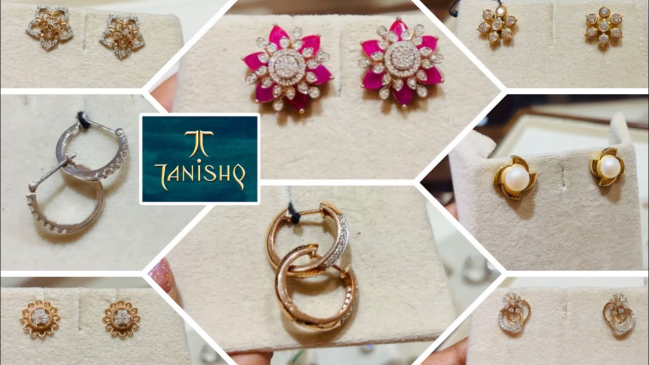 Tanishq Trendy Diamond Earring Design with price|Tanishq Hoops, drops, studs diamond earrings design