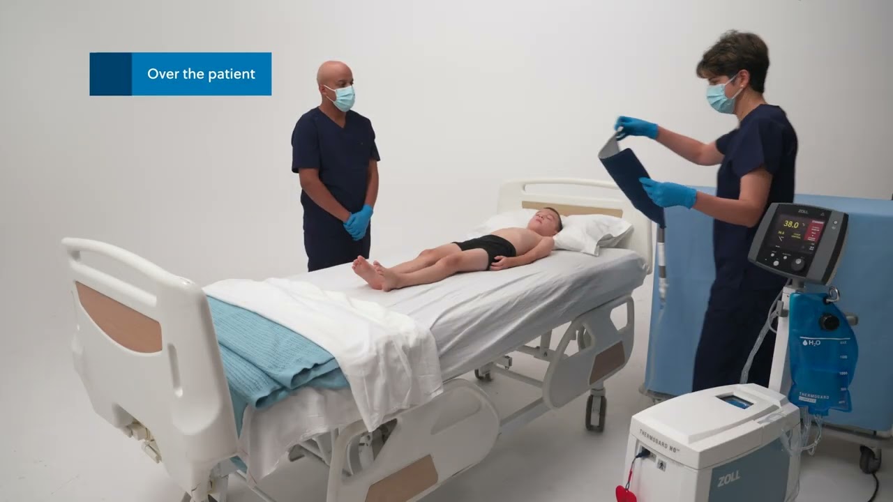 Демонстрация размещения подушечки VitalTemp на педиатрическом пациенте на консоли Thermogard HQ®