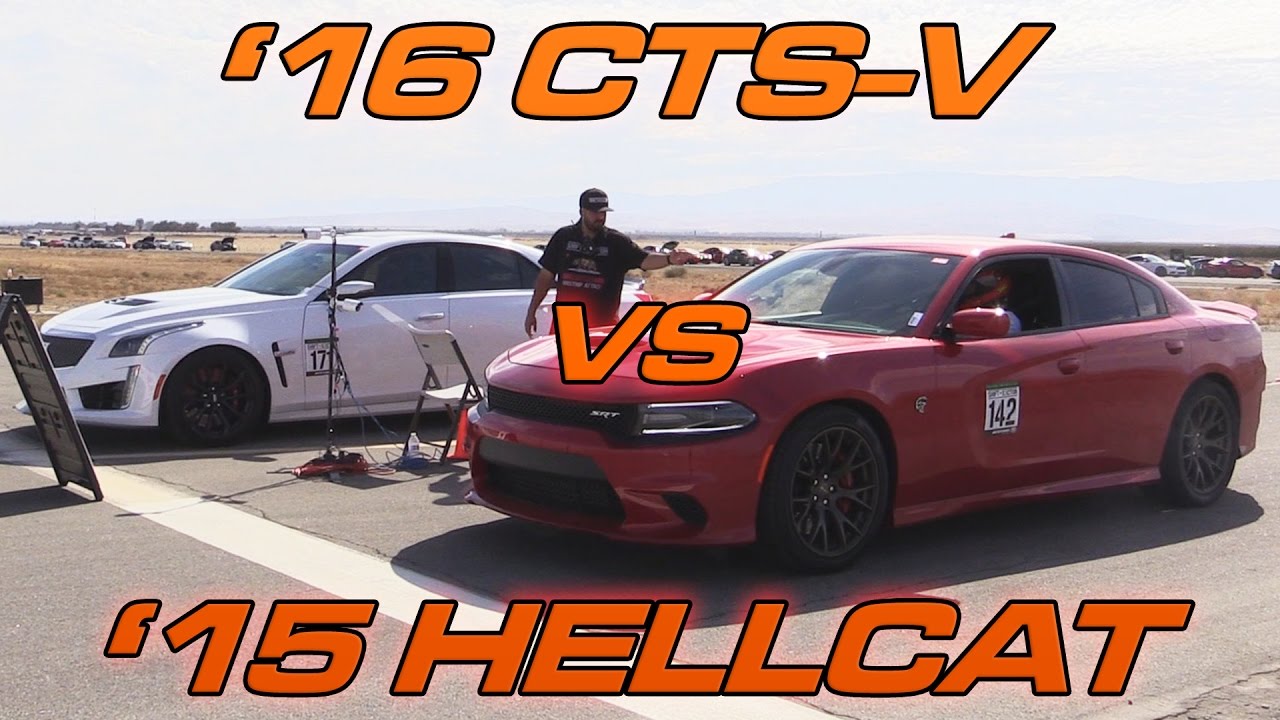 '16 CTS-V vs '15 Charger Hellcat - 1/2 Mile Drag Race!
