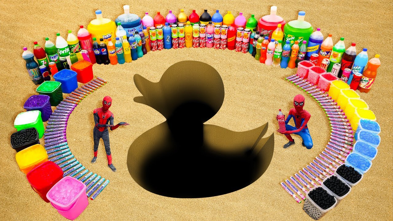 How to Make Rainbow Duck with Orbeez, Big Fanta, Mirinda, Pepsi, Coca Cola vs Mentos Popular