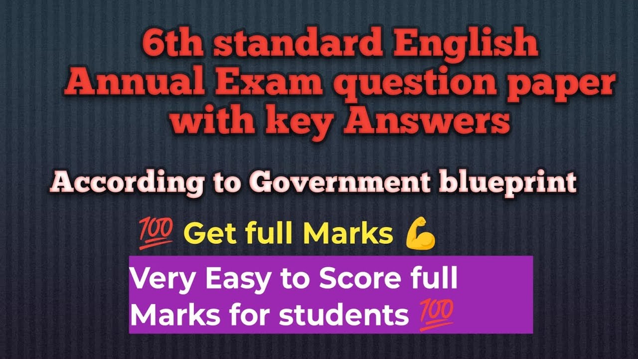 6th standard English Annual exam question paper// Government blueprint based/ Very Easy to Score 💯