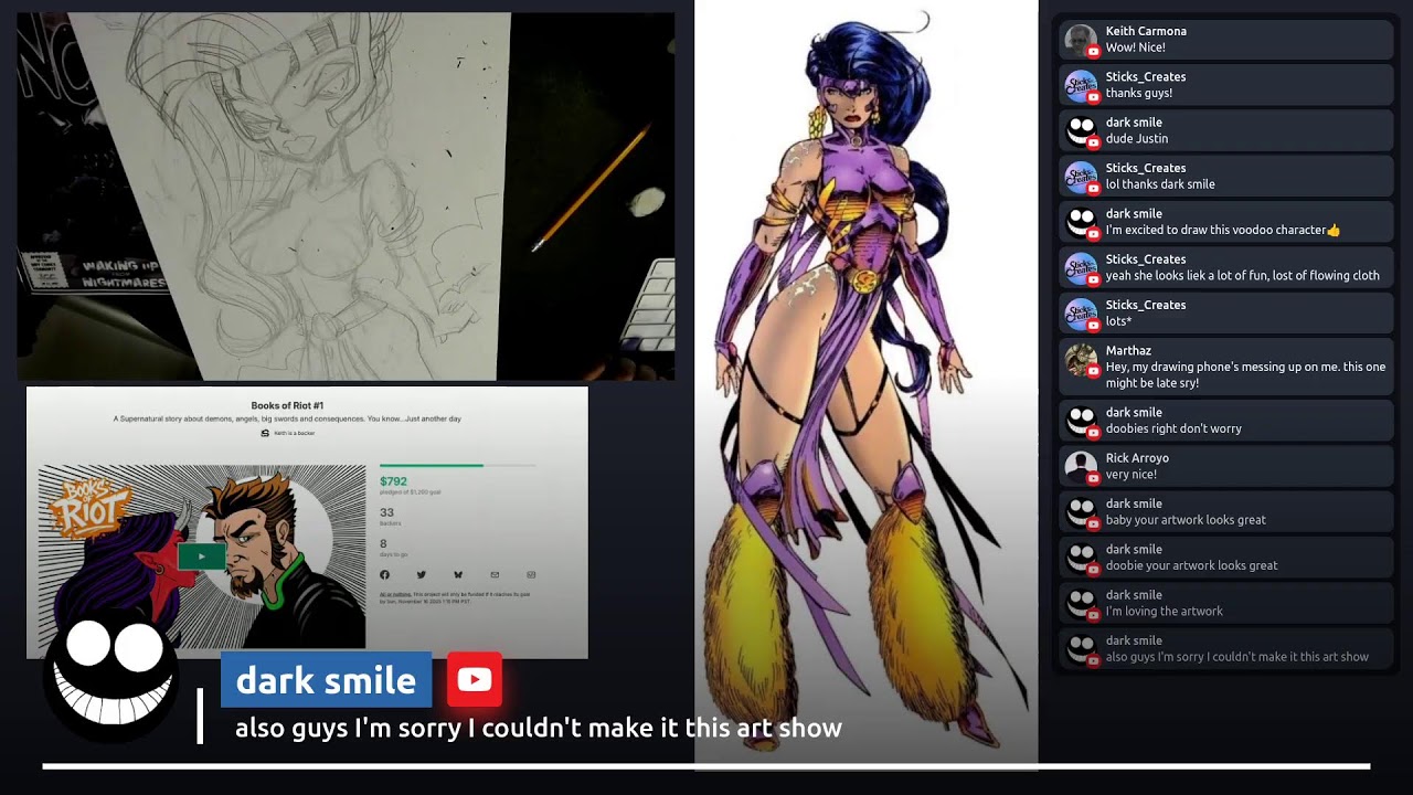 Friday Live Drawing Stream! Drawing Wild C.A.T.S's VOODOO for Orbital Bacon!