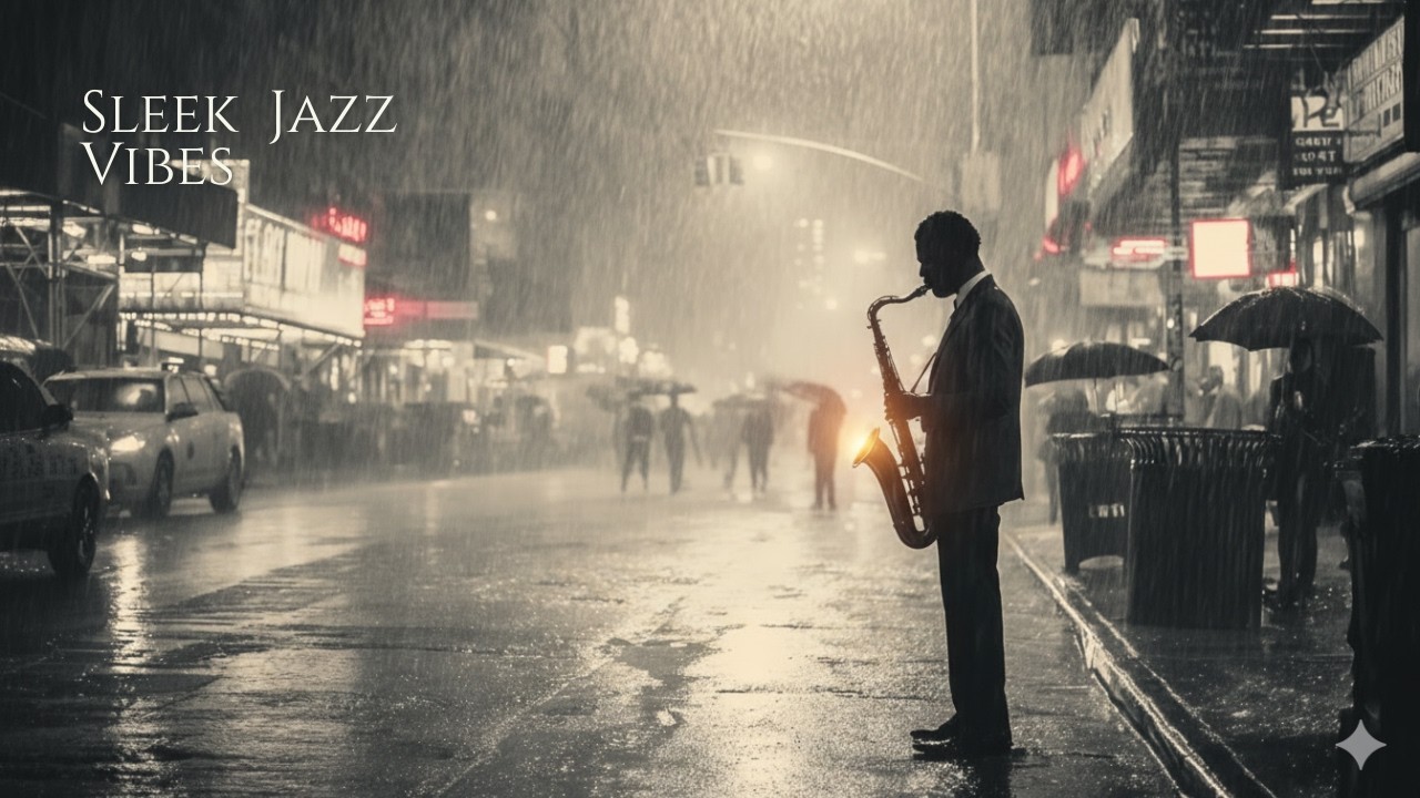 Electric Downpour Serenade | Сакс-джаз под дождём для фокуса в полночь и неоновых ночей