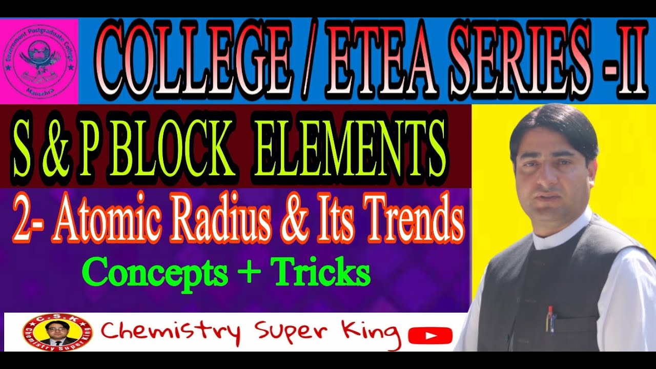 3rd Period Elements || Periodicity of Properties || ETEA/MDCAT Seried