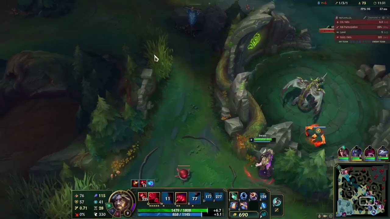 Swain Game 362 (Win vs Cho'Gath, Struggle)