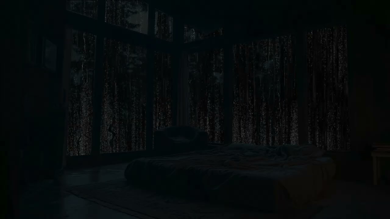 Very Dark Bedroom Ambience | Rain Sounds ASMR