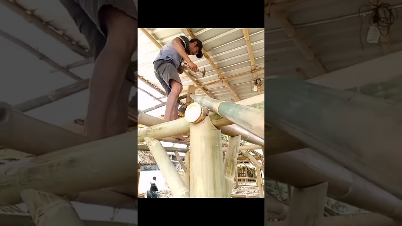 cara singkat pembuatan berugak/rumah bambu/gazebo/kerajinan bambu,,#bamboo craff@cahaya792