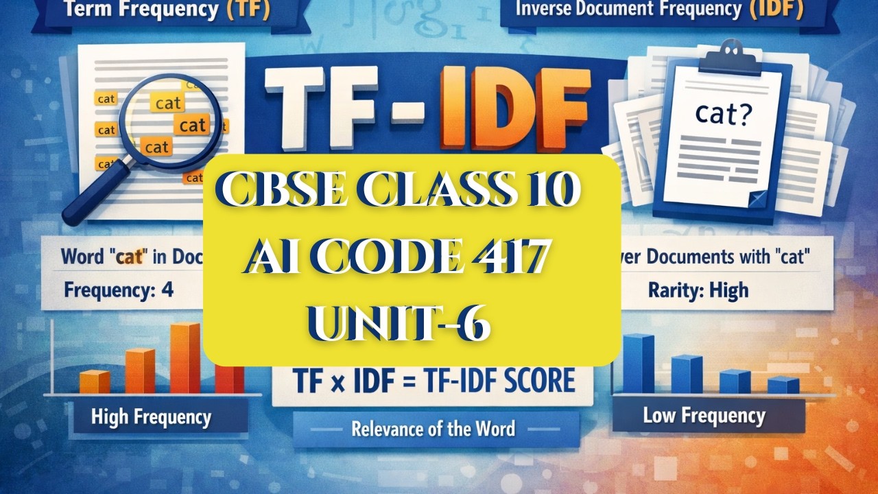 TF-IDF Explained Simply 🔍 | CBSE Class 10 AI | Term Frequency & Inverse Document Frequency Made Easy