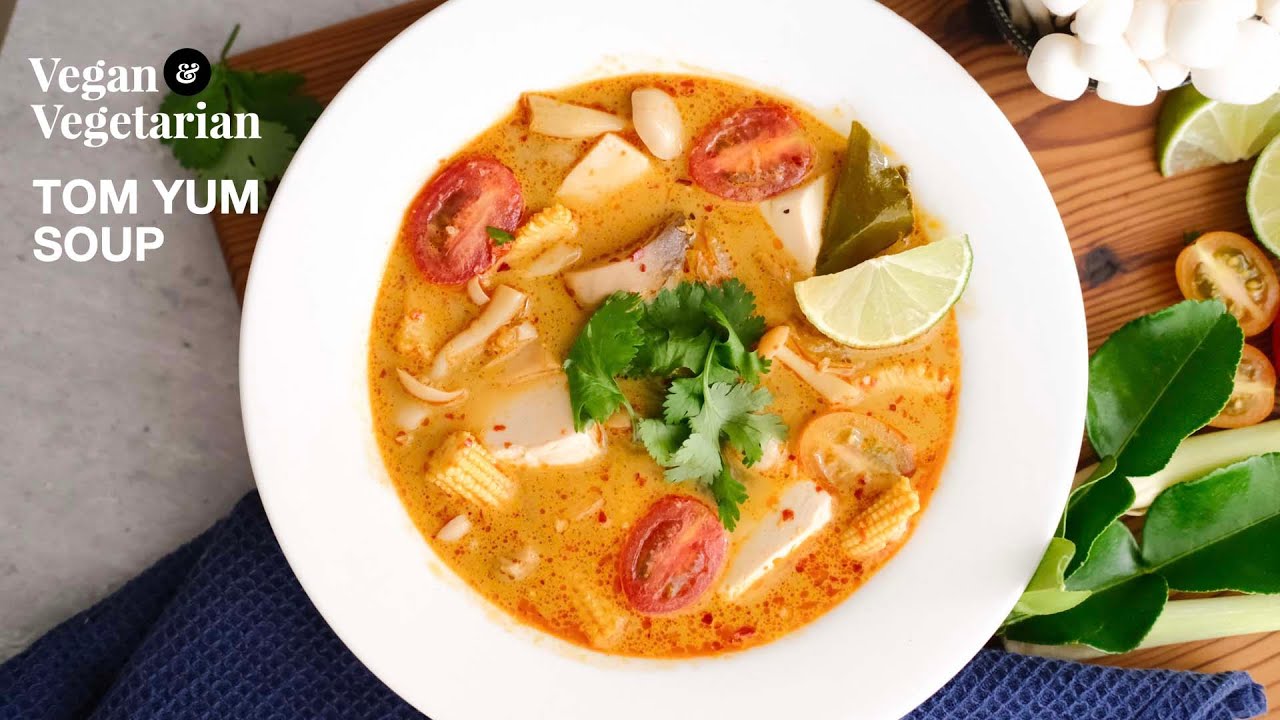 Vegan Tom Yum Soup I Tom Kha style with coconut milk & Silken Tofu I No condiments.