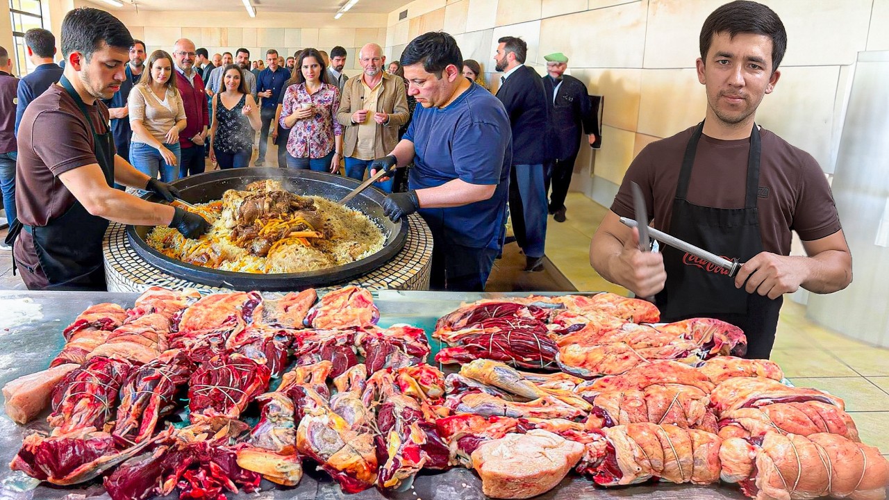 INSANE 500KG PILAF 🍖 | World’s Largest Uzbek Street Food ASMR 2025