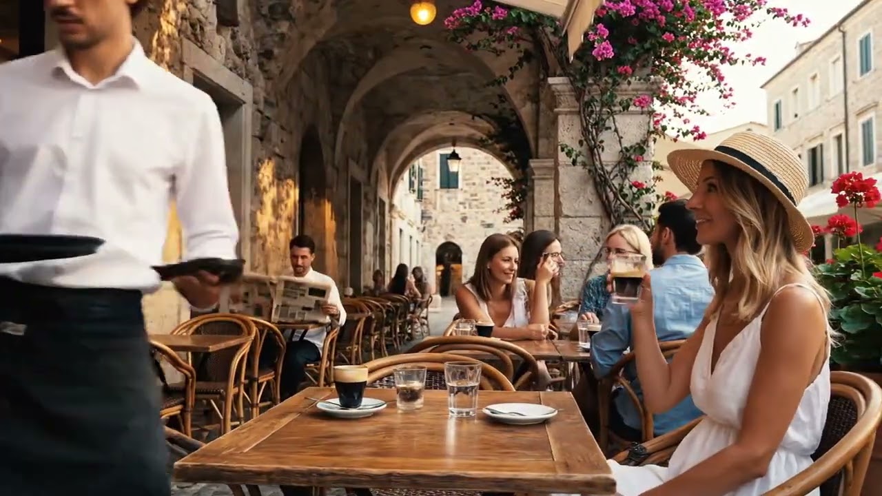 Mediterranean Coast Ambience  Calm Italian Music  Seaside Scenery