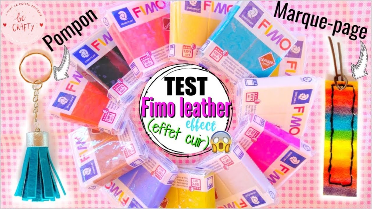 Test fimo leather effect+pompon+marque-page🤩