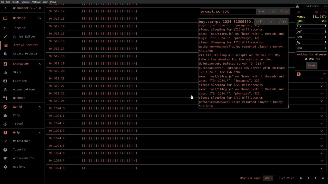 Bitburner: Unofficial Alpha Ent. Server Purchasing AI