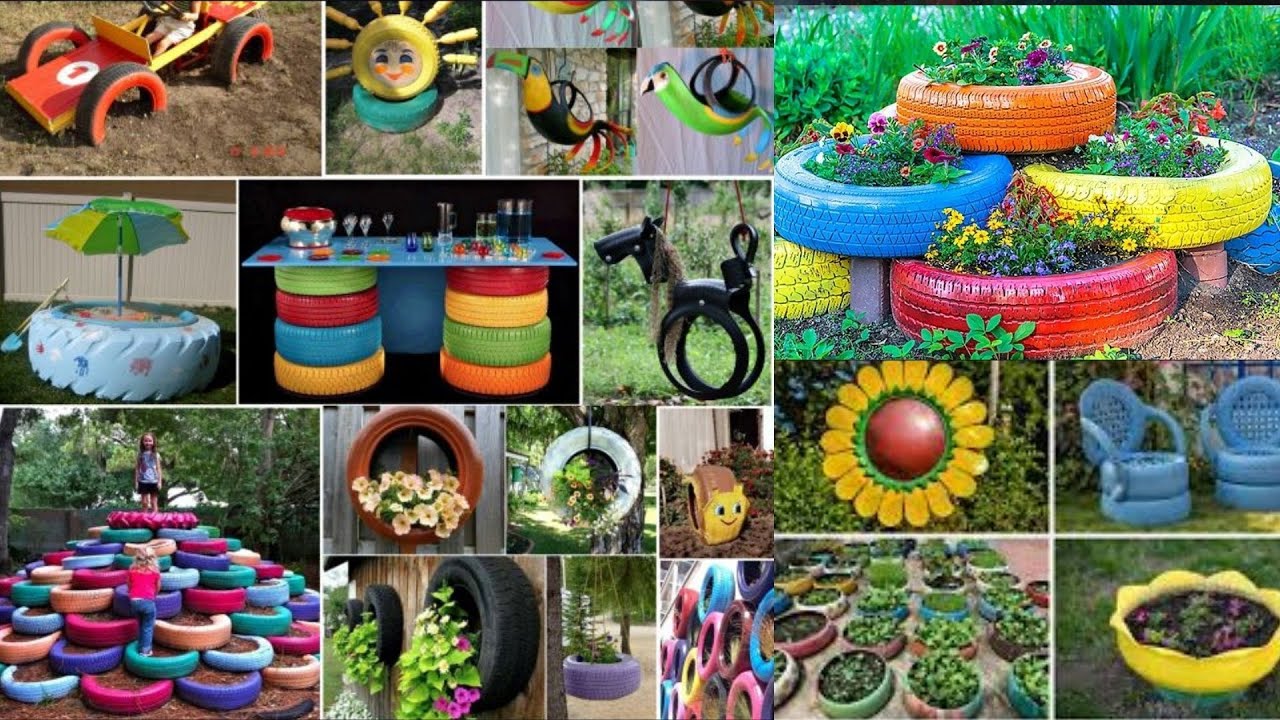 Garden decorative ideas using old tyres